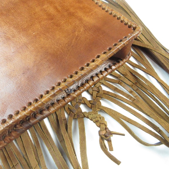 Vintage Genuine Leather Handcrafted Fringed Leather Purse - Picture 5 of 6